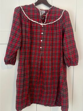 Lanz of Salzburg Vintage Plaid Cotton Flannel Nightgown L